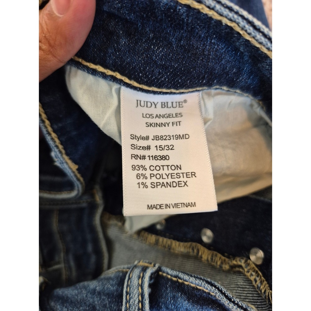 Judy Blue Skinny Fit Button Fly Jeans Medium Wash High Rise Size 15/32 - Picture 8 of 9